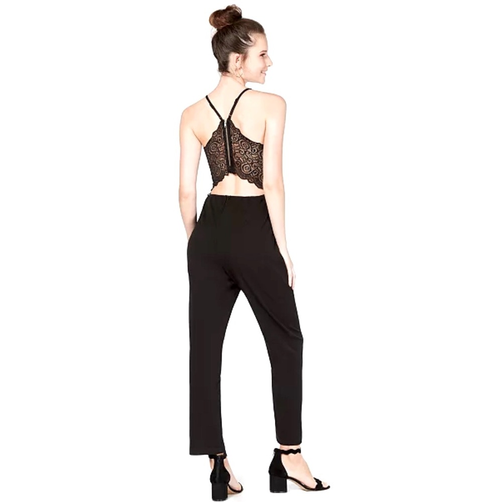 Lace Back Cutout Jumpsuit Black Boho Romantic Sexy Date Night Open Back Party